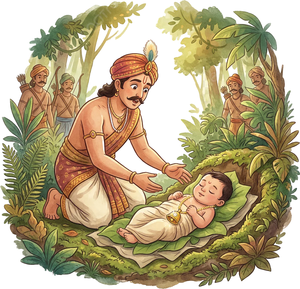 Ayyappa found as an infant by King Rajashekaran