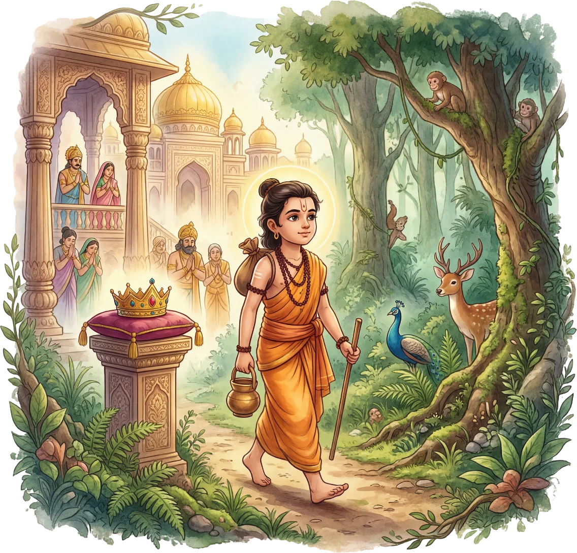 Ayyappa departing into the forest — vow of celibacy