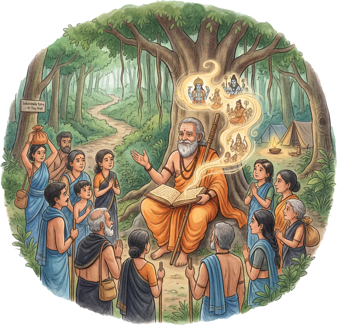 Guruswamy leading 108 pilgrims